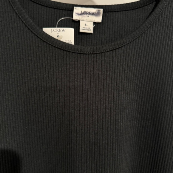 J. Crew Factory Black  Ribbed ruffle tank top NWT SZ L - Picture 3 of 4